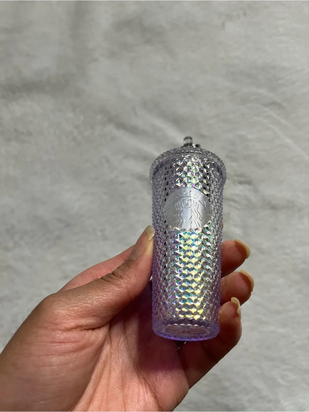 Starbucks white Iridescent Studded Cold Cup with Clear Straw